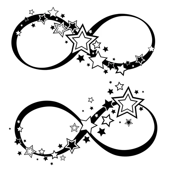 Symbole de l'infini avec étoiles — Image vectorielle