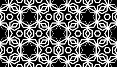 Çiçek biçimli basit desen, siyah ve beyaz renk, geometrik stil çiçek örtüsü, doku, arka plan