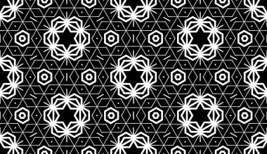 Çiçek biçimli basit desen, siyah ve beyaz renk, geometrik stil çiçek örtüsü, doku, arka plan