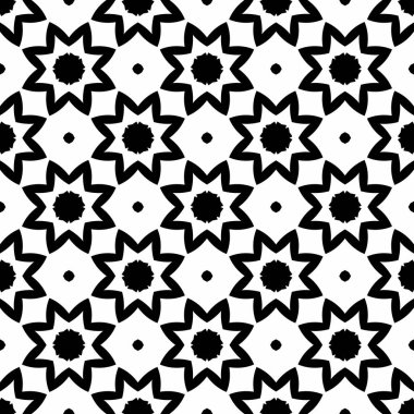 Çiçek biçimli basit desen, siyah ve beyaz renk, geometrik stil çiçek örtüsü, doku, arka plan
