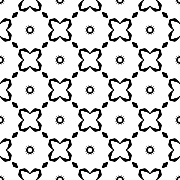 Prosty Wzór Formie Kwiatowej Kolorze Czarno Białym Stylowe Geometryczne Okładki — Zdjęcie stockowe