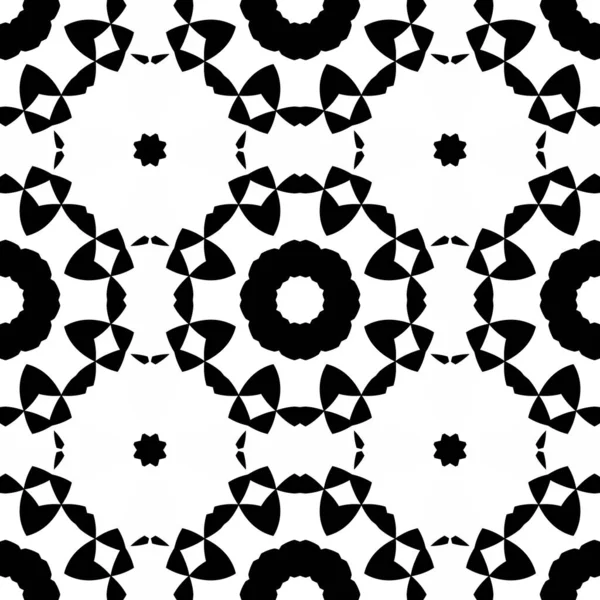 Простий Візерунок Квітковою Формою Чорно Білим Кольором Геометрично Стильна Квіткова — стокове фото