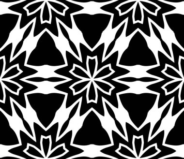 Çiçek biçimli basit desen, siyah ve beyaz renk, geometrik stil çiçek örtüsü, doku, arka plan