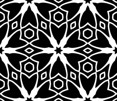 Çiçek biçimli basit desen, siyah ve beyaz renk, geometrik stil çiçek örtüsü, doku, arka plan