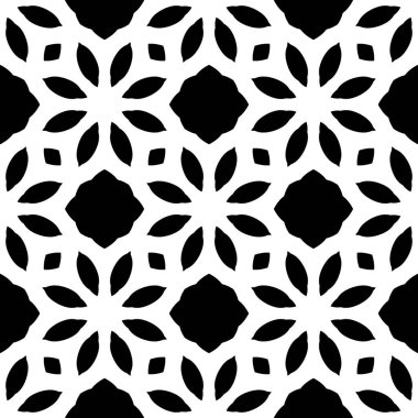 Çiçek biçimli basit desen, siyah ve beyaz renk, geometrik stil çiçek örtüsü, doku, arka plan