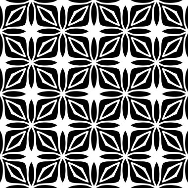 Çiçek biçimli basit desen, siyah ve beyaz renk, geometrik stil çiçek örtüsü, doku, arka plan