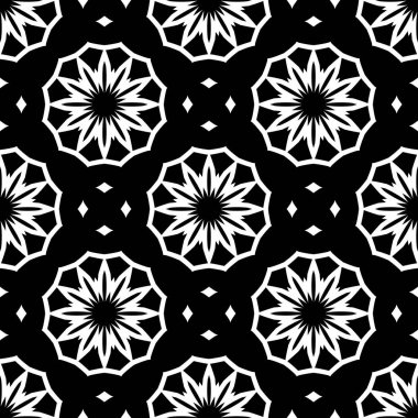 Çiçek biçimli basit desen, siyah ve beyaz renk, geometrik stil çiçek örtüsü, doku, arka plan