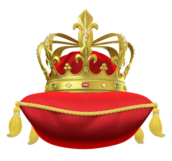 La almohada real con corona — Foto de Stock