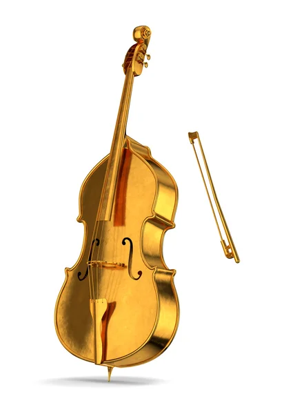 Violoncelo dourado isolado em branco — Fotografia de Stock