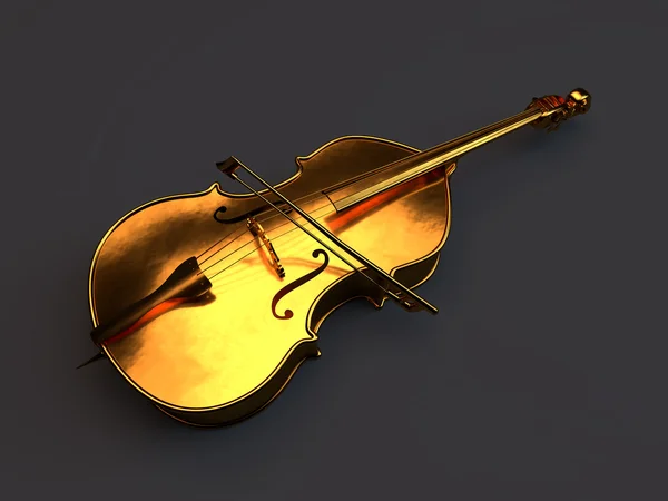 Violoncello dorato isolato su bianco — Foto Stock