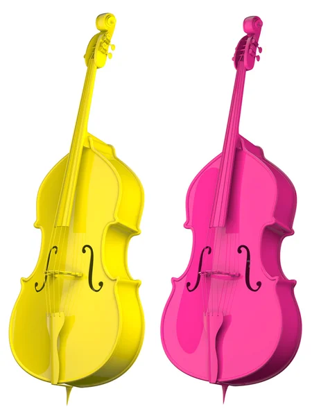 Dos colores brillantes violonchelo aislado Fotos de stock
