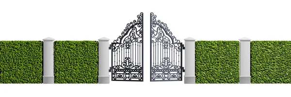 Classical design black iron gate Stockbild