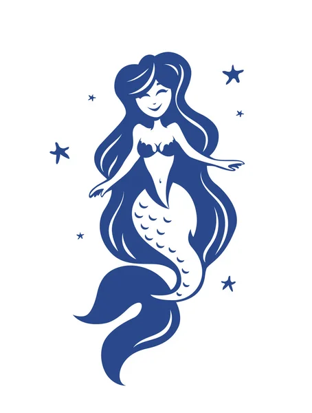 Mermaid masal deniz karakter — Stok Vektör