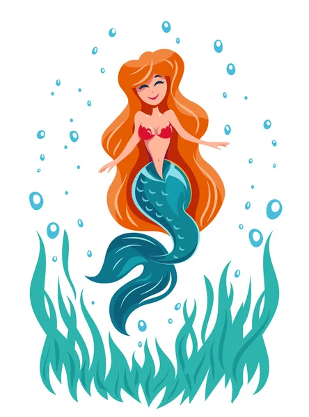 Sirena cuento de hadas carácter marino — Vector de stock