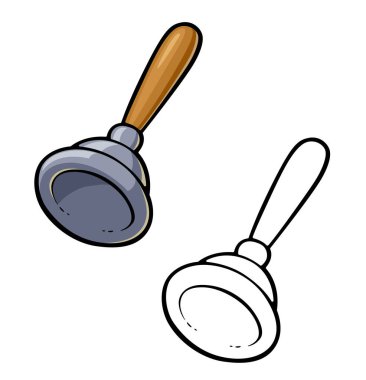 Temizlik klozeti temizleme aleti pompası, beyaz arka planda izole edilmiş, tuvalet temizleme, tesisat servisi. Tesisat tuvaleti sızıntısı ya da tıkanması, Tesisatçı Tamirat Aletleri. - Evet. Eps10 vektör illüstrasyonu.