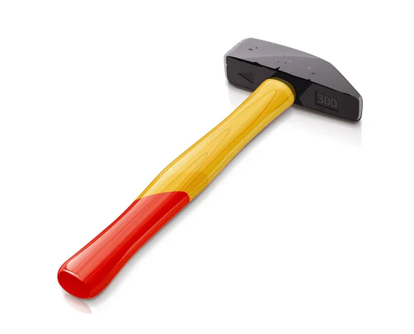 Eisenhammer Mit Holzstiel Vorhanden Instrument Für Nagel Werkzeug Für Handarbeit — Stockvektor