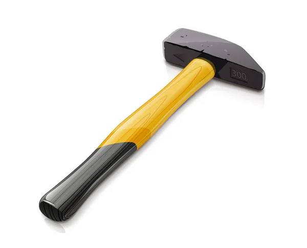 木製のハンドル付き鉄ハンマー 爪の道具 手仕事のためのツール 白を基調としている Eps10ベクトル図 — ストックベクタ