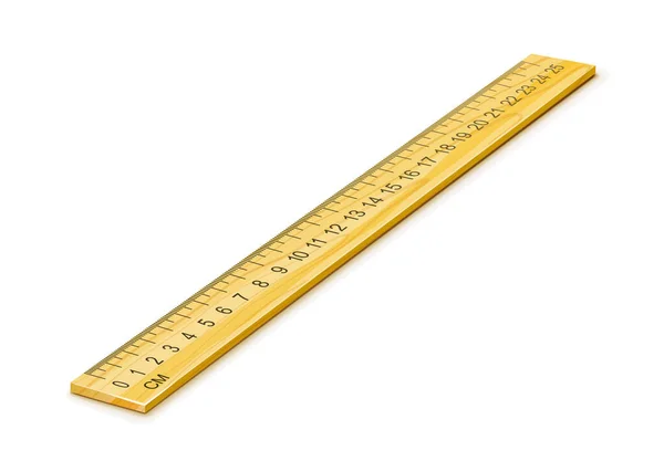 Wooden Ruler Measuring School Inventory Centimeters Isolated White Math Tool — Stock Vector