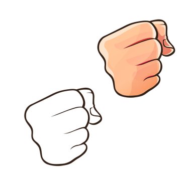 Yumruk at. Yumruk üfle. Zorla jest kolu. Gergin Tekme. Powerfful Vuruşu. Beyaz arka planda izole edilmiş. Eps10 vektör illüstrasyonu.