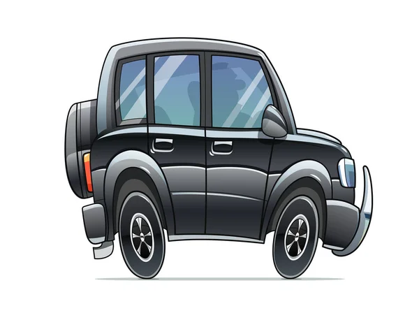 Suv Black Car Cartoon Character Big Travel Grand Auto Isolated — Stock Vector