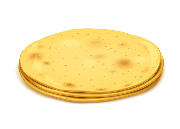 Tortilla Maíz Para Tacos Burritos Lavash Asado Pan Pita Aislado — Archivo Imágenes Vectoriales