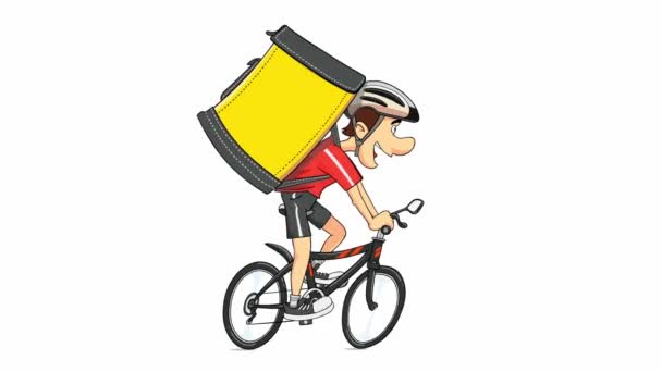 Deliveryman Cyclist Ycle Delivery Service Cartoon Animation — Stok video