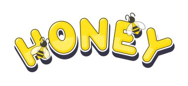 Bal, bal peteği ve arı, beyaz arka planda izole edilmiş. Eps10 vektör illüstrasyonu.