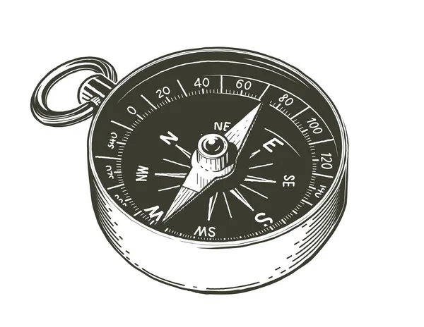 Compass Navigational Device Show Side World Isolated White Background Eps10 — Stock Vector