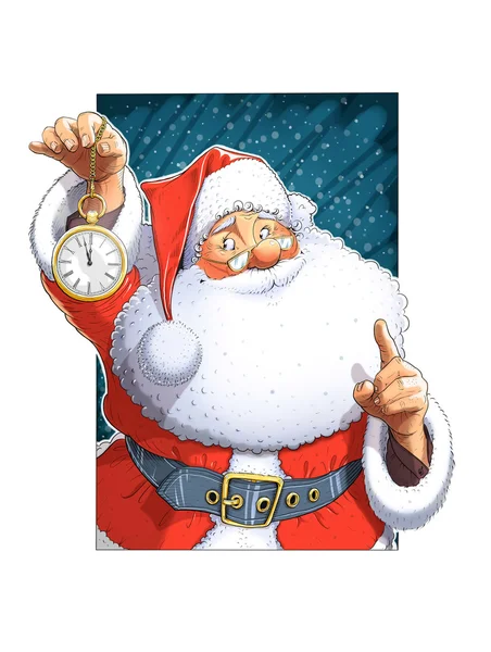 圣诞老人与时钟 — 图库照片