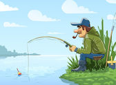 Rybář s tyčinkou rybaření na řece
