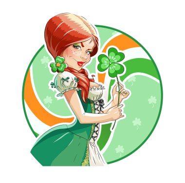 Shamrock saint Patricks Günü için güzel kızla