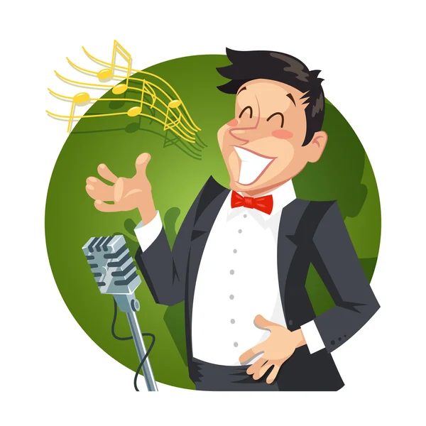 Singer sing with microphone — Stock Vector