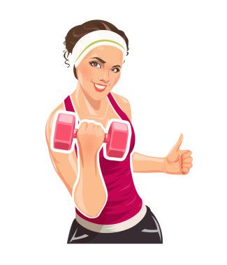 Fitness için dumbbells ile kız