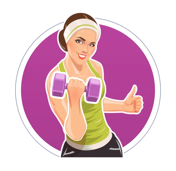 Girl with dumbbells for fitness — Stock Vector