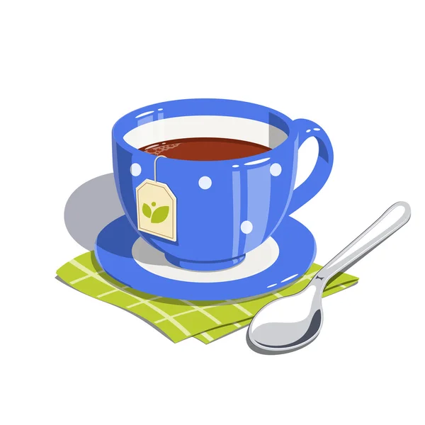 Tea cup and spoon — Stock Vector