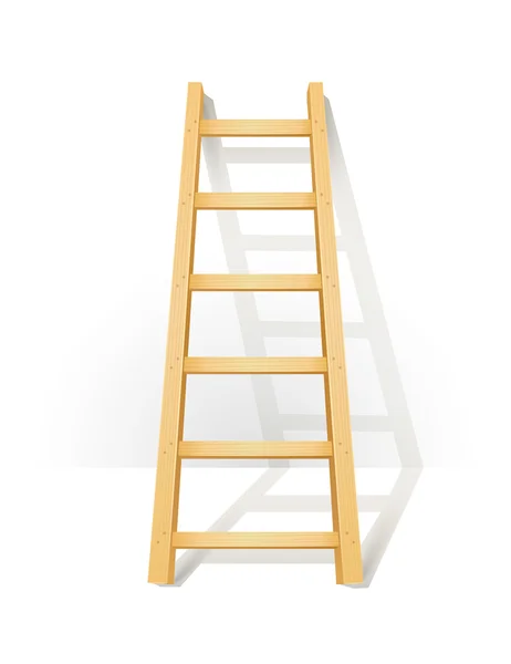 Wooden step ladders stand near white wall — Stock Vector