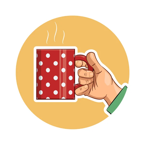 Tea cup a kezében. Ikon — Stock Vector