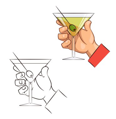 martini ile zeytin elinde bardak