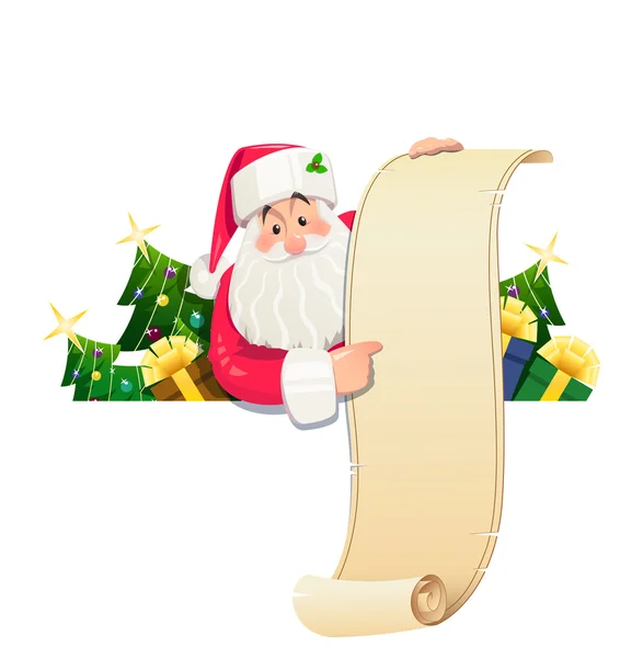 Άγιος Βασίλης με κύλισης και δώρο — Διανυσματικό Αρχείο