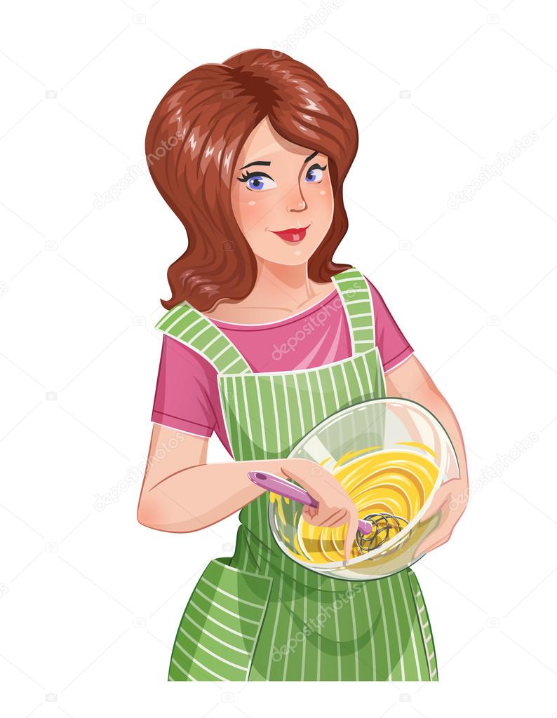 Beautiful girl cooking food