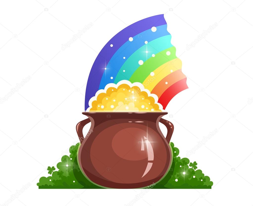 Kettle with gold and rainbow for saint Patrick's day