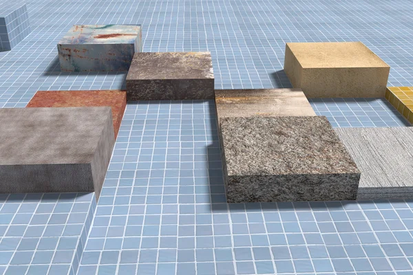 Fliesenboden aus Volumenwürfeln in verschiedenen Farben — Stockfoto