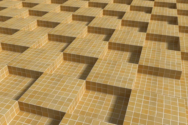 Плиткова глазурована підлога з об'ємних жовтих кубиків — стокове фото