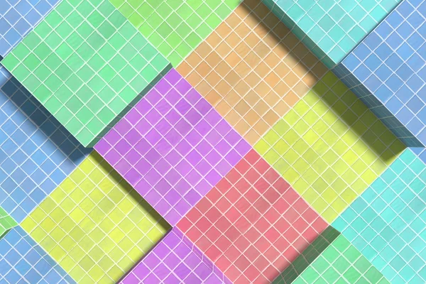 다른 색상의 볼륨 큐브 만든 타일된 유약된 층 — 스톡 사진