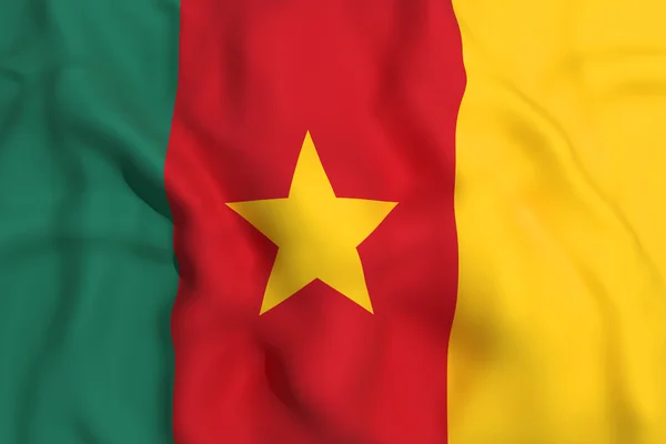 Kamerun bayrağı sallayarak 3d render — Stok fotoğraf