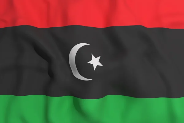 3D-Darstellung einer wehenden libyschen Flagge — Stockfoto