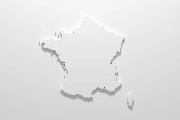 3D vykreslování mapy Francie na bílém pozadí. — Stock fotografie
