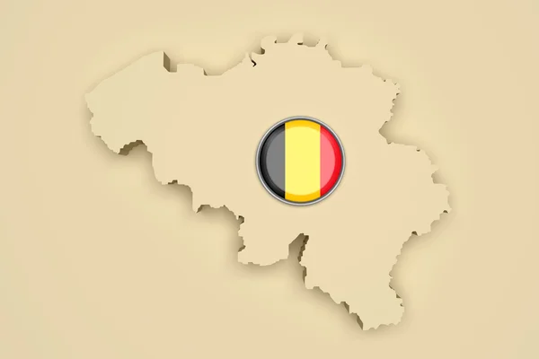 Силует Бельгії з Бельгії прапор на кнопку — стокове фото