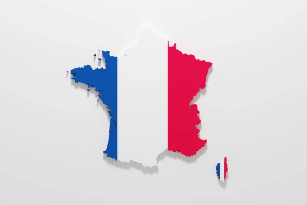 Силуэт Франции с французским флагом — стоковое фото