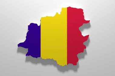 Andorra harita Andorra bayrağı ile silüeti